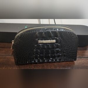 Brahmin Black Croc-Embossed Leather Pouch